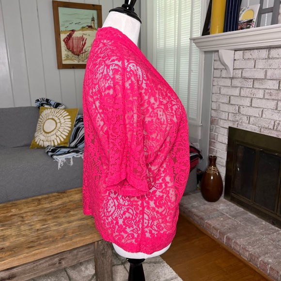 Sag Harbor pink floral lace cardigan - Picture 2 of 5
